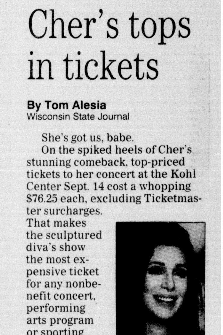 Cher's tops in tickets